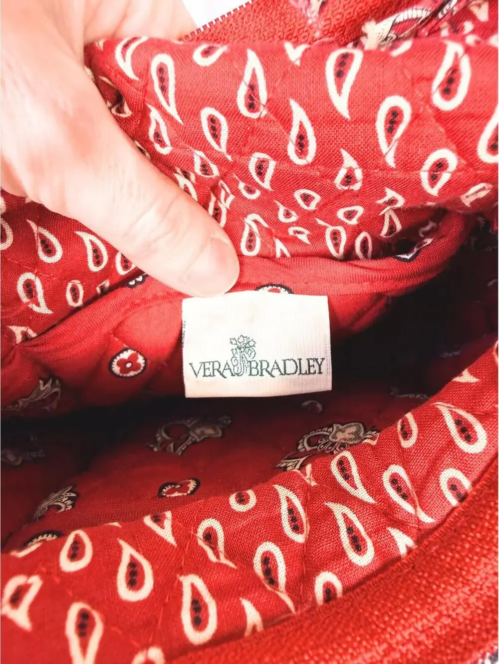 Retired Vera Bradley Red Bandana Print Quilted Tote Bag Y2K